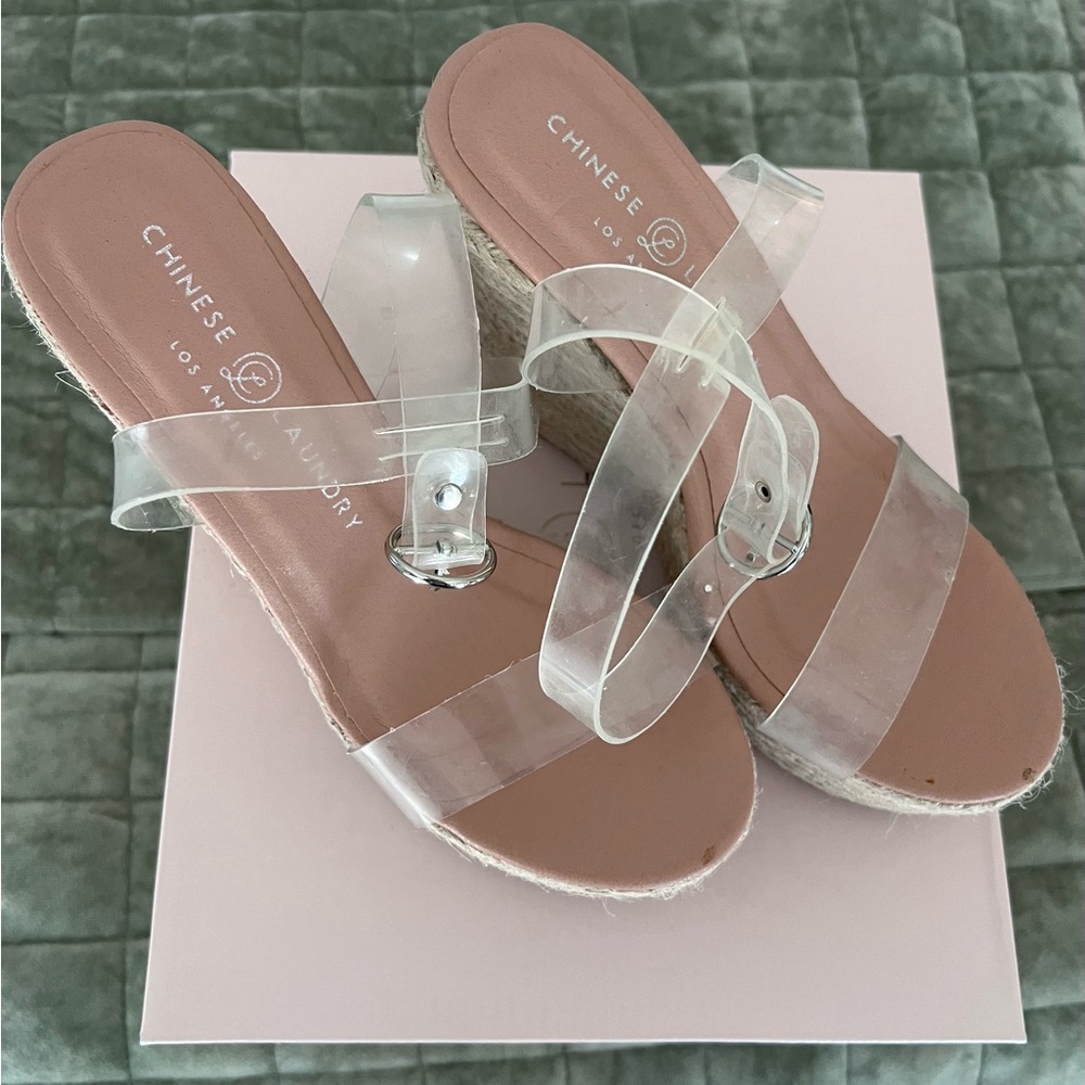 Chinese Laundry Clear Espadrille Wedges